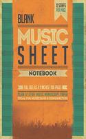 Blank Music Sheet Notebook: 12 Staff Music Manuscript Paper - Poster Cover [Orange Theme]