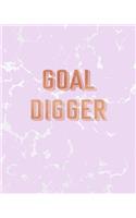 Goal Digger: Inspirational Quote Notebook, Radiant Pink Marble and Rose Gold 8 x 10, 120 College Ruled Pages