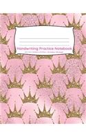 Handwriting Practice Notebook: Mermaid crowns pink and gold design 100 pages of handwriting practice for back to school(14 Handwriting Practice Notebooks for Kindergarten First Grade Second Grade)