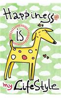 Bullet Journal Notebook for Dog Lovers, Happiness Is My Lifestyle Yellow Dog 4: Graph Design - 162 Numbered Pages with 150 Graph Style Grid Pages, 6 Index Pages and 2 Key Pages for Journaling, Writing, Planning and Doodling, for