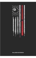 Billiards Notebook: Blank Log Book For Billiards Player: Snooker Journal Patriotic Us American Flag Gift