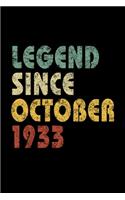 Legend Since October 1933: Vintage Birthday Gift Notebook With Lined College Ruled Paper. Funny Quote Sayings Notepad Journal For Taking Notes For People Born in 1933.