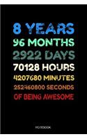 8 Years of Being Awesome Notebook: Blank Lined Journal 6x9 - 8 Years Old 8th Birthday Retro Vintage 96 Months Anniversary Gift for Boys and Girls