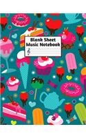Blank Sheet Music Notebook: Easy Blank Staff Manuscript Book Large 8.5 X 11 Inches Musician Paper Wide 12 Staves Per Page for Piano, Flute, Violin, Guitar, Trumpet, Drums, Cell