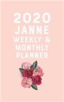 JANNE planner 2020-2021, planner calendar 2020 for JANNE Monthly Weekly 2020 Planner A beautiful