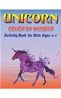 Unicorn Color by Number Activity Book for Girls Ages 4-7