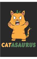 Catasaurus: DIN A5 Katze T-Rex Notizheft - 120 Seiten leeres Katze T-Rex Notizbuch für Notizen in Schule, Universität, Arbeit oder zuhause. - Eine tolles Gesche