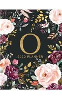 O: 2020 Planner with Letter O Monogram - One Year Monthly, Weekly, and Daily Calendar for Planning, Goal Setting, and Reflection - Dark Watercolor Flor