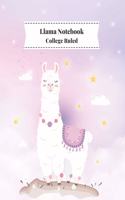 Llama Notebook College Ruled: Journal Notebook for Children 100 Page, Size 8.5 x 11 inch