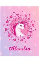 Alondra: Unicorn Large Blank Primary Handwriting Learn to Write Practice Paper for Girls - Creative Pink Purple Magical Horse Personalized Letter A Initial C