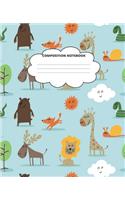 Animal Composition Notebook: Blank Lined Cute Notebooks for Girls Teens Kids School Writing Notes Journal (7.5 x 9.25 in)