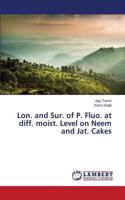 Lon. and Sur. of P. Fluo. at diff. moist. Level on Neem and Jat. Cakes