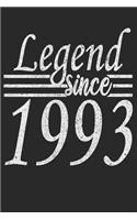 Legend Since 1993: Blank Lined Journal, Happy Birthday Sketchbook, Notebook, Diary Perfect Gift For 26 Year Old Boys And Girls