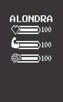 Alondra: Pixel Retro Game 8 Bit Design Blank Composition Notebook College Ruled, Name Personalized for Girls & Women. Gaming Desk Stuff for Gamer Girls. Funn