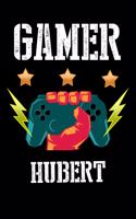 Gamer Hubert: Kariertes Notizbuch mit 5x5 Karomuster für deinen personalisierten Vornamen