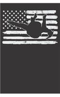 Notebook: Vintage 4th Of July USA Flag Ski Diving Skidiving College Ruled 6x9 120 Pages