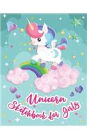 Unicorn Sketchbook for Girls: Cute Unicorn Journal and Sketchbook for kids, White Paper 100 pages, Draw and Doodle, Great for Gift