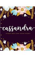 Cassandra: Notebook - Libreta - Cahier - Taccuino - Notizbuch: 110 pages paginas seiten pagine: Modern Florals First Name Notebook in Light Pink, Baby Blue & M