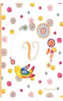 V Journal: Cute Initial Monogram Letter V Journal, Pretty Personalized Diary for Women, Teens and Girls