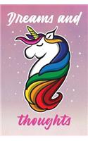 Dreams and Thoughts: Cute Unicorn Journal. 100 Pages