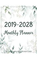 Ten Years 2019-2028 Monthly Calendar Planner: Ten Years January 2019 to December 2028 Monthly Calendar Planner for Academic Agenda Schedule Organizer Logbook and to Do List Journal Notebook Gree