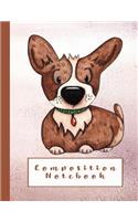 Composition Notebook: Composition Notebook for Animal Lovers - Wide Ruled 7.44 X 9.69 - Gorgeous Dog Print on Glittery Pink Background