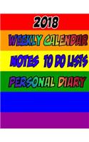 2018 Calendar, Notes and To Do List, Birthday Notes Personal Contact