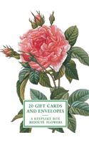 Tin Box of 20 Gift Cards and Envelopes: Redoute Flowers