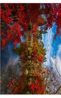 Japanese Maple Tree Bright Red Surrounding a Pond and Bridge Journal: Take Notes, Write Down Memories in this 150 Page Lined Journal