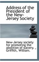 Address of the President of the New-Jersey Society