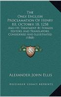 The Only English Proclamation of Henry III, October 18, 1258