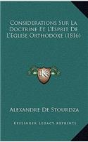 Considerations Sur La Doctrine Et L'Esprit De L'Eglise Orthodoxe (1816)