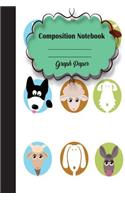 Graph Rued Composition Notebook 8" x 10",120 Pages, Pet Potter style seamless