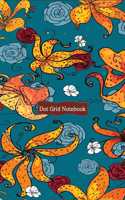 Notebook: Cuaderno con páginas de puntos Libreta bonita páginas punteadas A5 con Flores Naranja y Azules