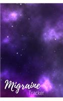 Migraine Tracker: the 90 day migraine and pain diary universe outer space purple stars- Beautifully designed pain management notebook to record migraines- Track weath