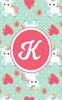 K: Monogrammed 2020 Weekly Planner For Women And Teen Girls - Cute Unicorn Hearts, January 2020 - December 2020 (6"x9")