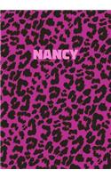 Nancy: Personalized Pink Leopard Print Notebook (Animal Skin Pattern). College Ruled (Lined) Journal for Notes, Diary, Journaling. Wild Cat Theme Design wi