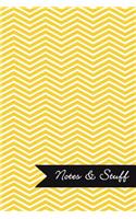 Notes & Stuff - Lined Notebook with Sunflower Yellow Chevron Pattern Cover