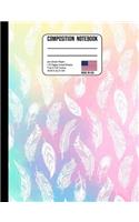 Composition Notebook 4x4 Graph Paper: Trendy Boho Feather Watercolor Back to School Composition Book for Teachers, Students, Kids and Teens