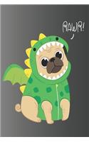 Rawr Dino Pug Mid Year School Term Academic Planner For Teachers, Students & Parents