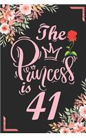 The Princess Is 41: 41st Birthday & Anniversary Notebook Flower Wide Ruled Lined Journal 6x9 Inch ( Legal ruled ) Family Gift Idea Mom Dad or Kids in Holidays - Marble 