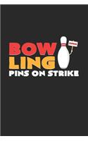 Bowling pins on strike: 6x9 Bowling - blank with numbers paper - notebook - notes