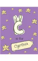 C is for Cynthia: Girls journal notebook with cartoon night stars theme and Letter C initial monogram. Great personalized girl's gift.