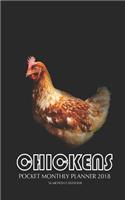 Chickens Pocket Monthly Planner 2018: 16 Month Calendar