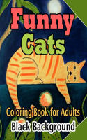 Cat Adult Coloring Book Black Background