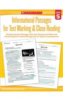 Informational Passages for Text Marking & Close Reading: Grade 5: 20 Reproducible Passages with Text-Marking Activities That Guide Students to Read Strategically for Deep Comprehension