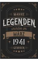 Wahre Legenden wurden im März 1941 geboren: Vintage Geburtstag Notizbuch - individuelles Geschenk für Notizen, Zeichnungen und Erinnerungen - liniert mit 100 Seiten