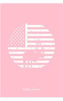 Hunting Journal: Lined Journal - Distressed USA Flag Reindeer Black Fun-ny Hunter Gift - Pink Ruled Diary, Prayer, Gratitude, Writing, Travel, Notebook For Men Women