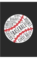 Baseball Notebook - Vintage Words Baseball Baseball Player Gift - Baseball Journal