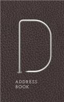 D Address Book: Nails And Faux Leather Motif Monogram Letter "D" Password And Address Keeper